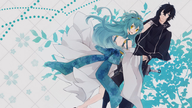 Обои картинки фото аниме, brave 10, парень, девушка