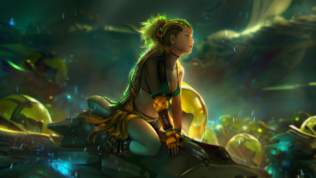 Обои картинки фото фэнтези, девушки, девушка, фон, полёт