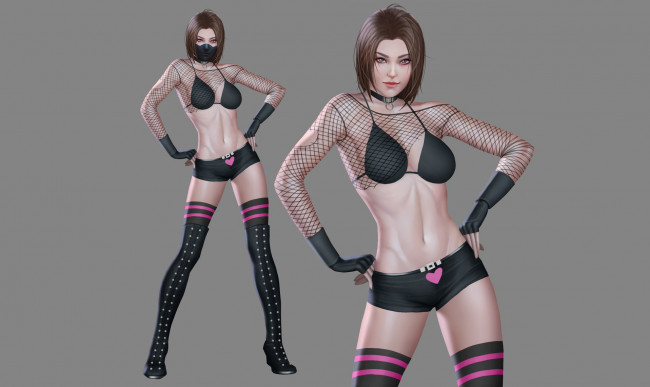 Обои картинки фото 3д графика, фантазия , fantasy, взгляд, маска, фон, девушка