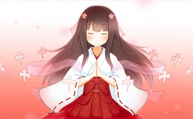 Обои картинки фото аниме, unknown,  другое, фон, девушка, взгляд