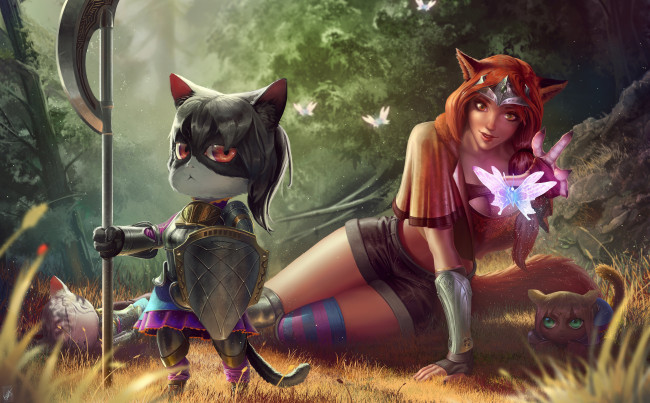 Обои картинки фото фэнтези, существа, защитники, девушка