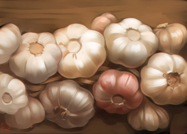 Обои картинки фото рисованное, еда, чеснок
