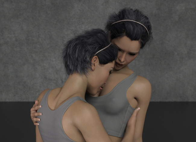 Обои картинки фото 3д графика, люди , people, девушки, взгляд, фон