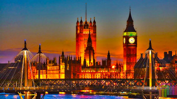 Картинка календари города часы здание 2018 освещение мост