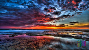 Картинка календари природа водоем 2018 облака закат камни