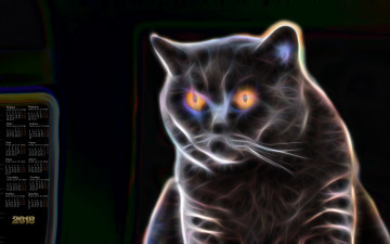 Картинка календари компьютерный+дизайн взгляд кошка 2018