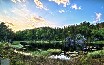 Картинка календари природа 2018 водоем облака деревья