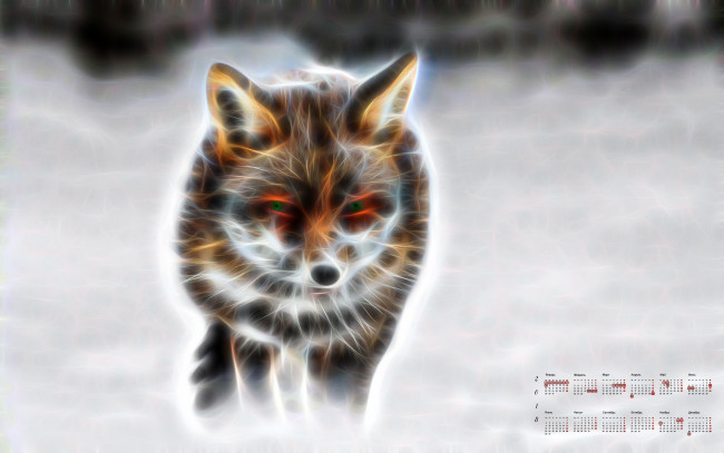 Обои картинки фото календари, компьютерный дизайн, 2018, лиса