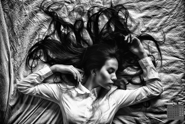 Обои картинки фото календари, девушки, 2018, профиль