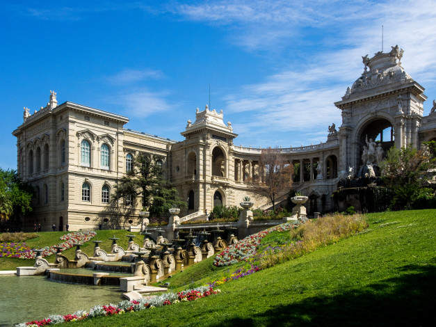 Обои картинки фото дворец лоншан марсель, города, замки франции, здание, франция, марсель, лоншан, дворец