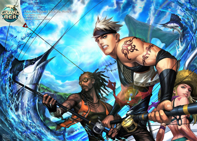 Обои картинки фото видео игры, grand mer, друзья, рыбалка, рыба, волна