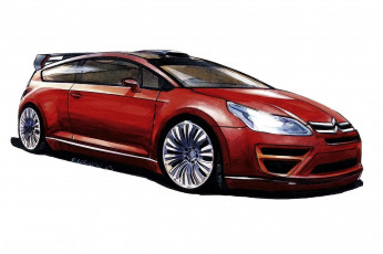 Картинка рисованное авто мото машина красная ситроен