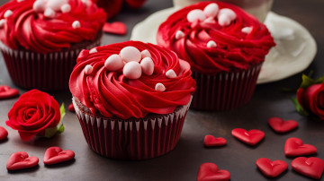 Картинка 3д+графика другое+ other кекс крем розы сердечки десерт