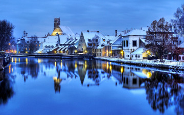 Картинка города -+улицы +площади +набережные город улица озеро снег зима