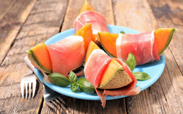 Картинка еда дыня базилик ветчина