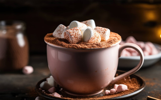 Обои картинки фото 3д графика, еда-, food, какао, маршмеллоу