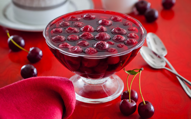 Обои картинки фото еда, мёд,  варенье,  повидло,  джем, вишневый, джем