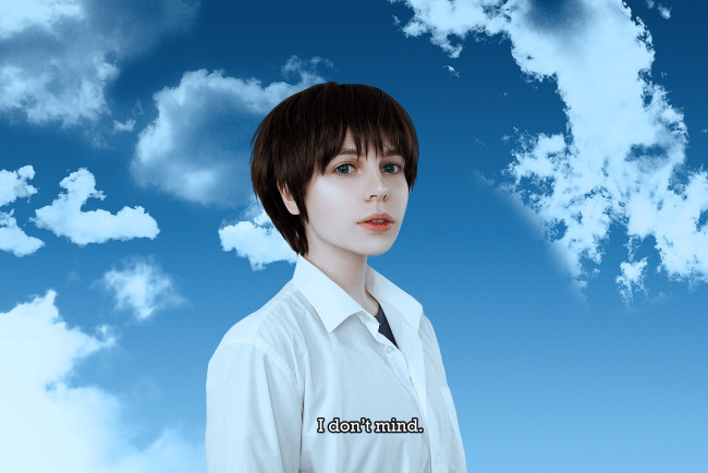 Обои картинки фото девушки, - креатив,  косплей, образ, костюм, косплей, рубашка, облака, небо