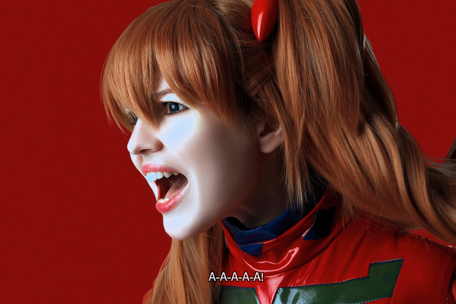 Обои картинки фото девушки, - креатив,  косплей, образ, костюм, косплей, лицо, крик