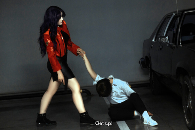 Обои картинки фото девушки, - креатив,  косплей, образы, костюмы, косплей, парковка