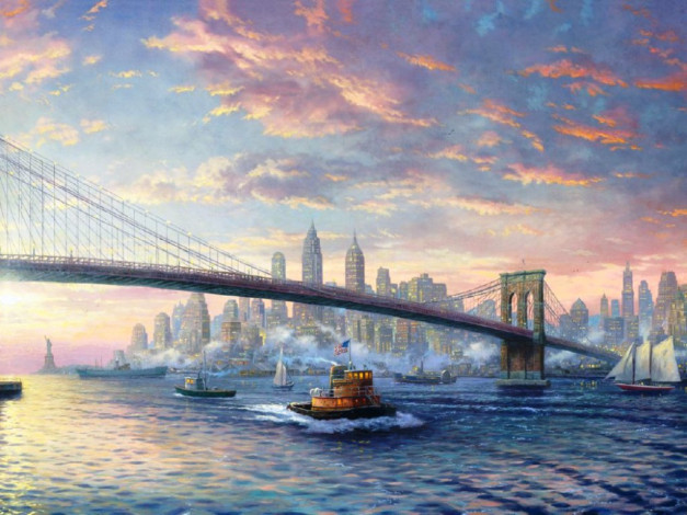 Обои картинки фото рисованные, города