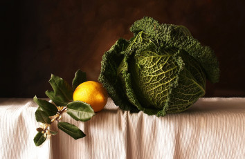 Картинка еда фрукты овощи вместе савойская капуста лимон