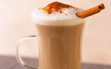 Картинка еда кофе кофейные зёрна корица шоколад пена бокал