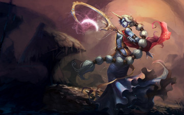 Картинка видео игры league of legends рог девушка магия жезл soraka