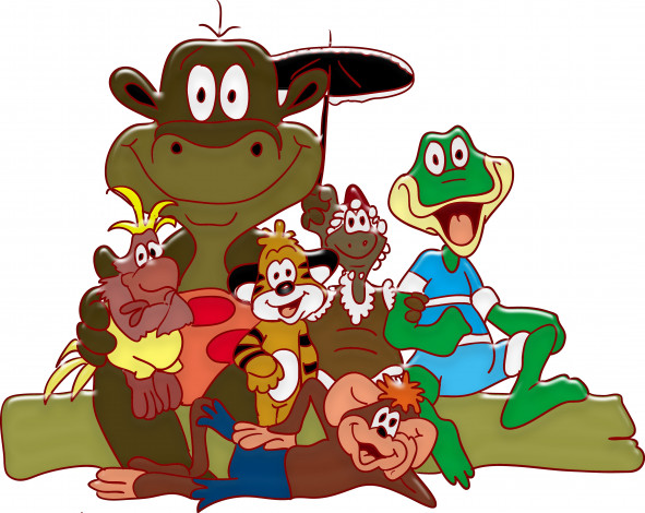 Обои картинки фото мультфильмы, по, дороге, облаками, компания