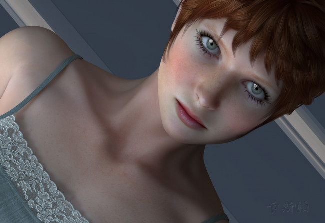 Обои картинки фото 3д, графика, portraits, портрет, девушка, взгляд