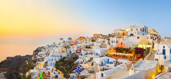 Обои картинки фото oia, santorini, greece, города, санторини, греция, панорама