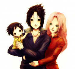 Картинка аниме naruto сакура саске арт любовь семья ребёнок