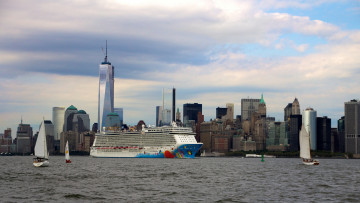 Картинка корабли разные+вместе гавань круиз лайнер город