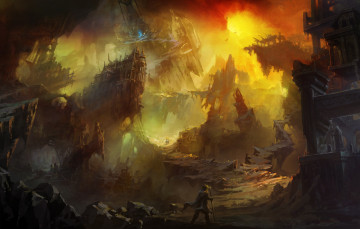 Картинка фэнтези иные+миры +иные+времена иной мир разрушения руины пилигрим постапокалипсис