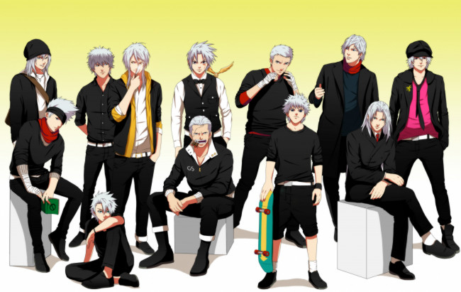 Обои картинки фото аниме, *unknown , другое, парни, серые, волосы