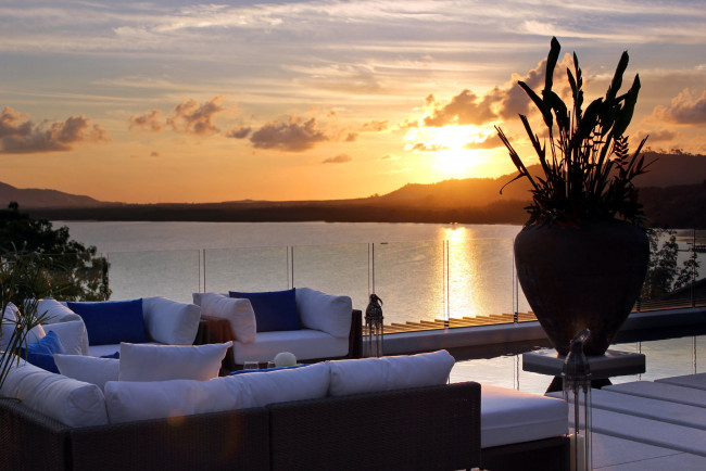 Обои картинки фото интерьер, веранды,  террасы,  балконы, закат