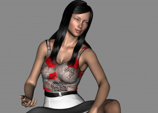 Картинка 3д+графика люди+ people девушка взгляд фон