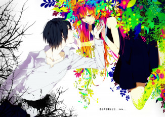 Картинка аниме vocaloid слёзы leia парень девушка