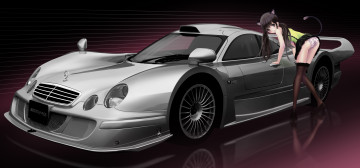 Картинка аниме животные +существа кошка техника машина девушка glossymmmk chikuwa хвост ушки