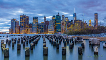 Картинка города нью-йорк+ сша нью-йорк new york вечер небоскребы город east river lower manhattan brooklyn bridge park city ист-ривер манхэттен