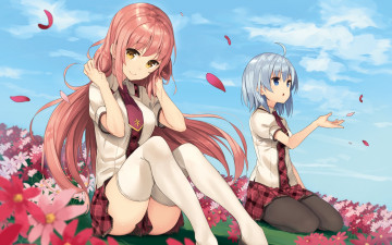 Картинка аниме unknown +другое цветы девушки лепестки