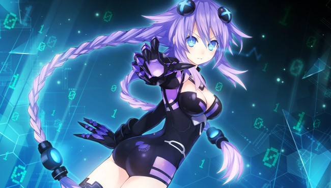 Обои картинки фото аниме, hyperdimension neptunia, девушка, арт, когти, взгляд, tsunako, purple, heart, hyperdimension, neptunia