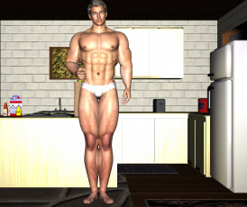 обоя 3д графика, люди , people, интерьер, мужчина, взгляд, фон