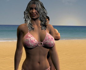 обоя 3д графика, люди , people, фон, взгляд, девушка