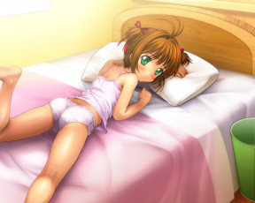 Картинка аниме unknown +другое кровать фон взгляд девушка