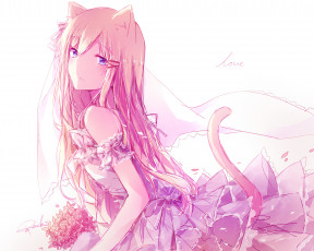 Картинка аниме животные +существа девушка неко peneko