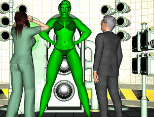 Картинка 3д+графика существа+ creatures взгляд девушка халк мужчина фон