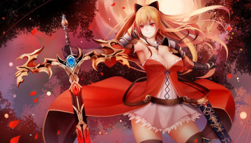 Картинка аниме оружие +техника +технологии меч фон взгляд девушка