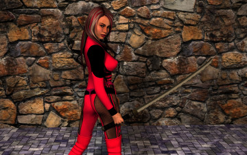 Картинка 3д+графика люди+ people оружие взгляд фон девушка