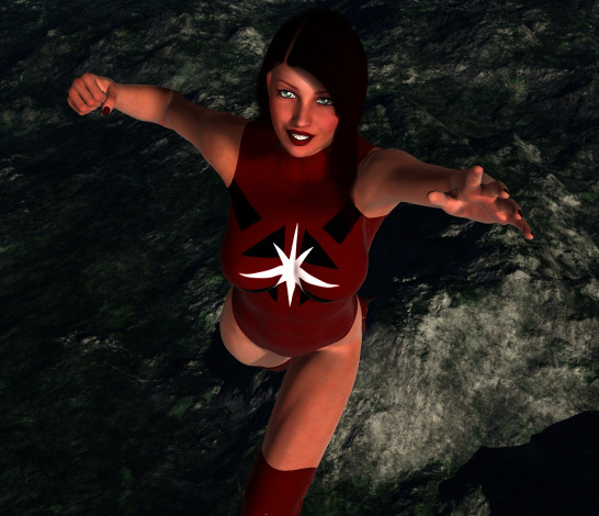 Обои картинки фото 3д графика, фантазия , fantasy, девушка, полет, фон, взгляд